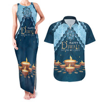 Personalized Diwali Couples Matching Tank Maxi Dress and Hawaiian Shirt Festival of Lights - Wonder Print Shop