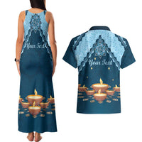 Personalized Diwali Couples Matching Tank Maxi Dress and Hawaiian Shirt Festival of Lights - Wonder Print Shop