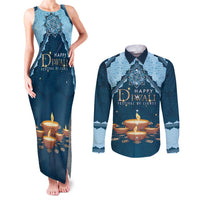 Personalized Diwali Couples Matching Tank Maxi Dress and Long Sleeve Button Shirt Festival of Lights - Wonder Print Shop