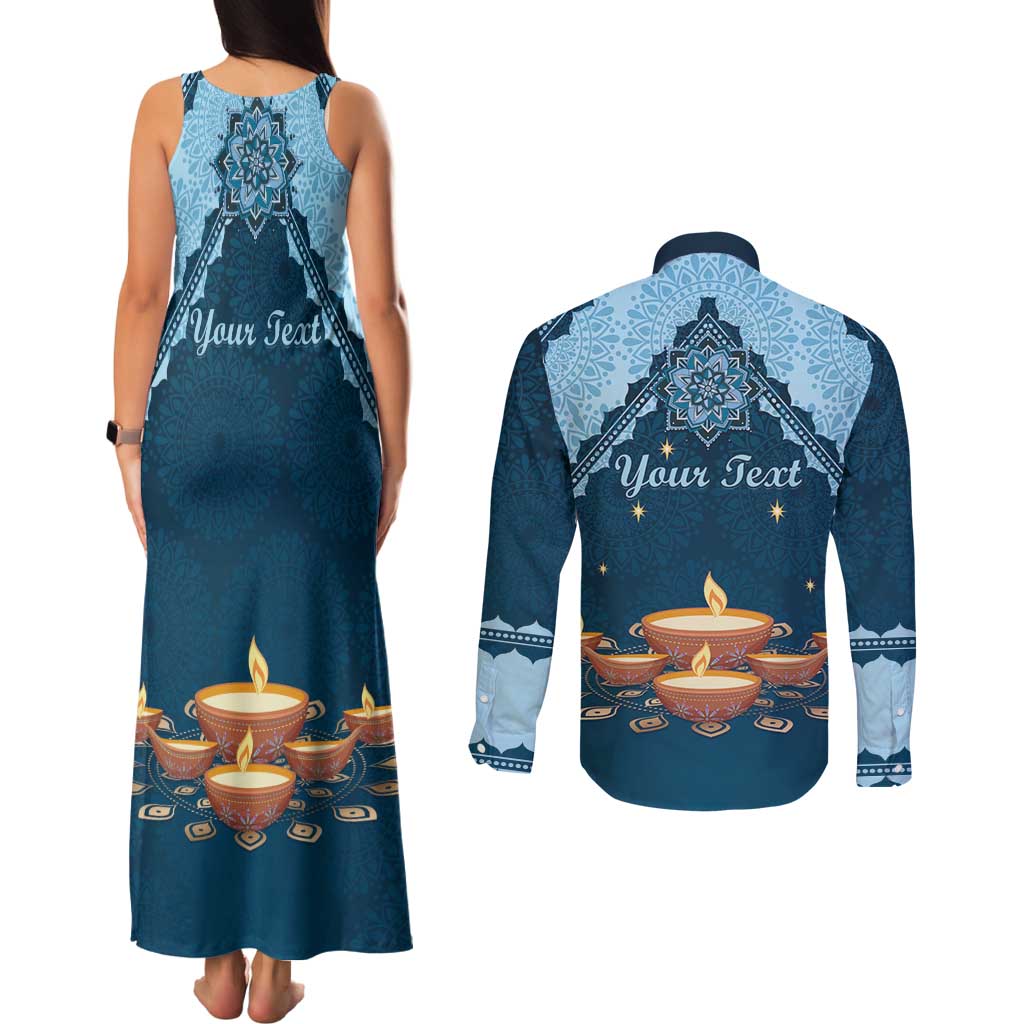 Personalized Diwali Couples Matching Tank Maxi Dress and Long Sleeve Button Shirt Festival of Lights - Wonder Print Shop
