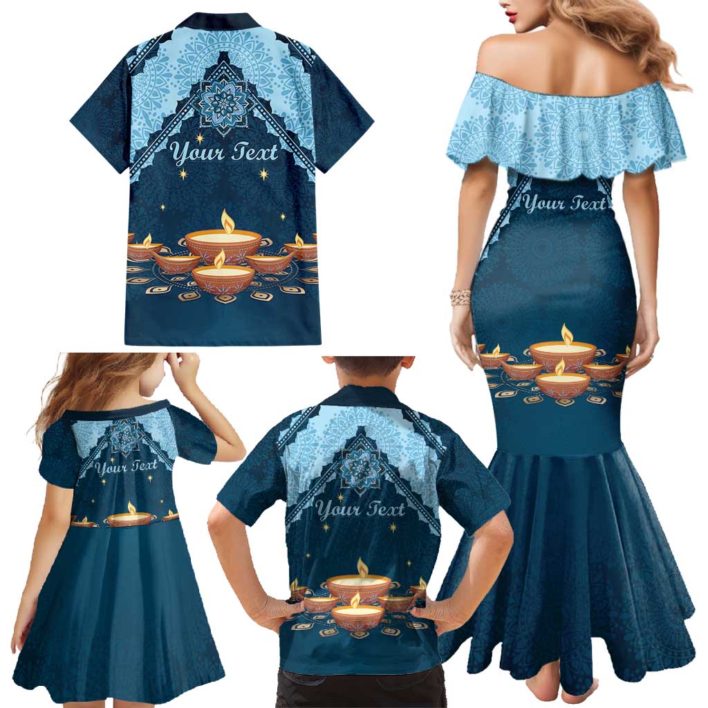 Personalized Diwali Family Matching Mermaid Dress and Hawaiian Shirt Festival of Lights - Wonder Print Shop