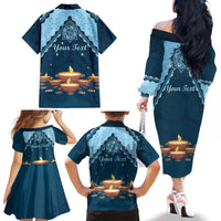 Personalized Diwali Family Matching Off The Shoulder Long Sleeve Dress and Hawaiian Shirt Festival of Lights - Wonder Print Shop
