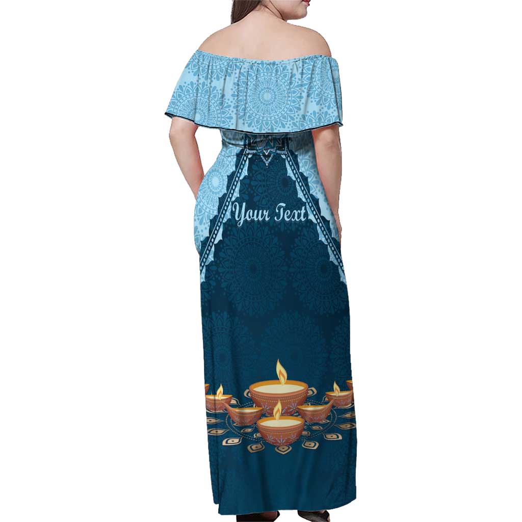 Personalized Diwali Family Matching Off Shoulder Maxi Dress and Hawaiian Shirt Festival of Lights - Wonder Print Shop