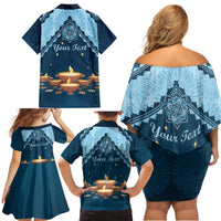 Personalized Diwali Family Matching Off Shoulder Short Dress and Hawaiian Shirt Festival of Lights - Wonder Print Shop