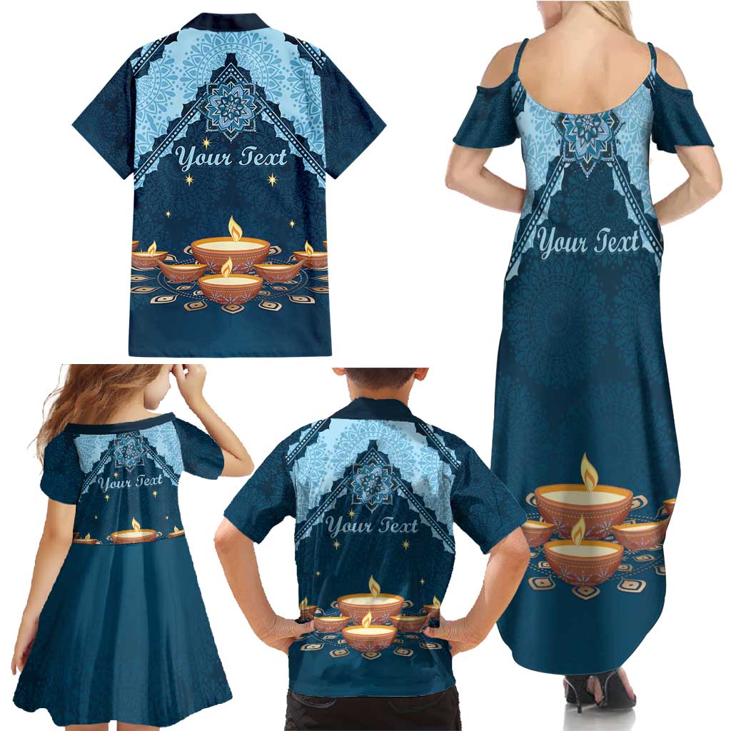 Personalized Diwali Family Matching Summer Maxi Dress and Hawaiian Shirt Festival of Lights - Wonder Print Shop