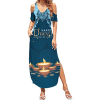 Personalized Diwali Family Matching Summer Maxi Dress and Hawaiian Shirt Festival of Lights - Wonder Print Shop