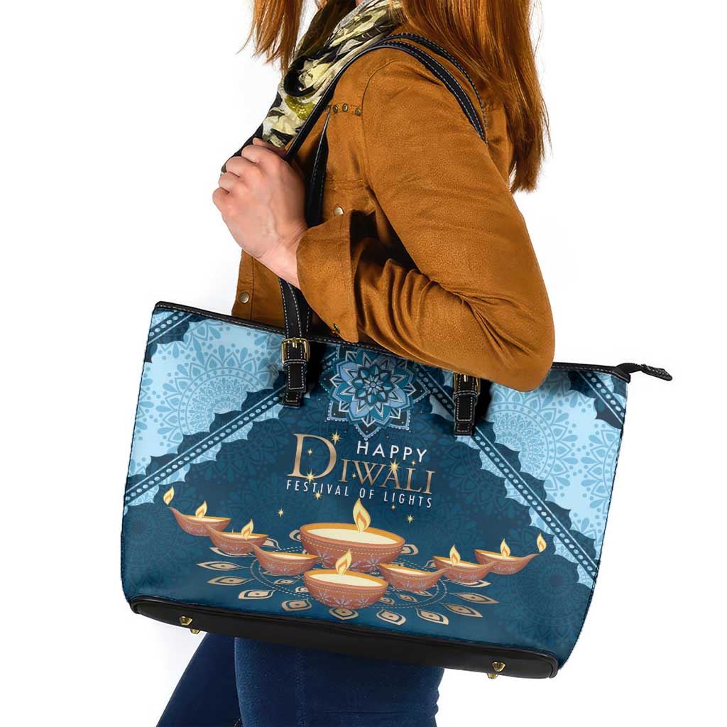 Diwali Leather Tote Bag Festival of Lights - Wonder Print Shop