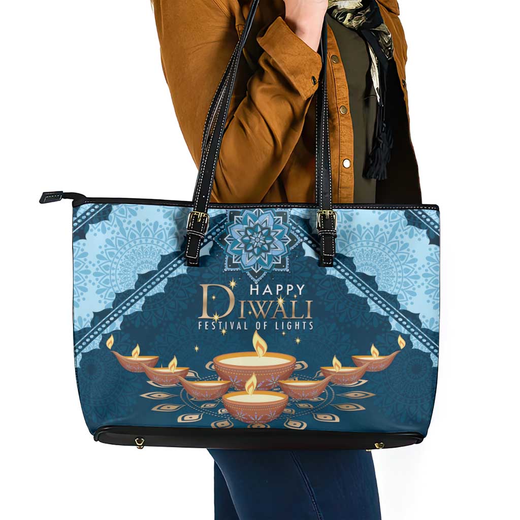 Diwali Leather Tote Bag Festival of Lights - Wonder Print Shop