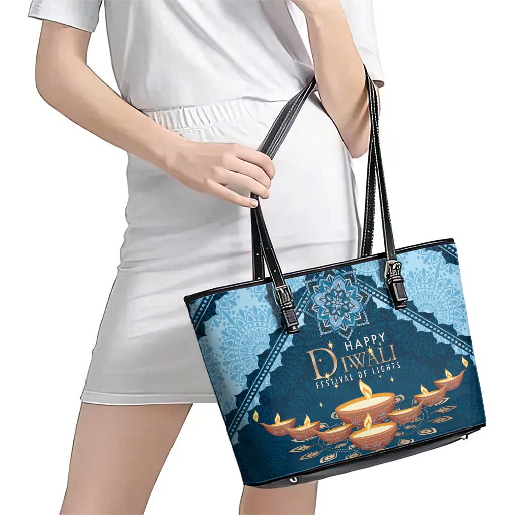 Diwali Leather Tote Bag Festival of Lights - Wonder Print Shop