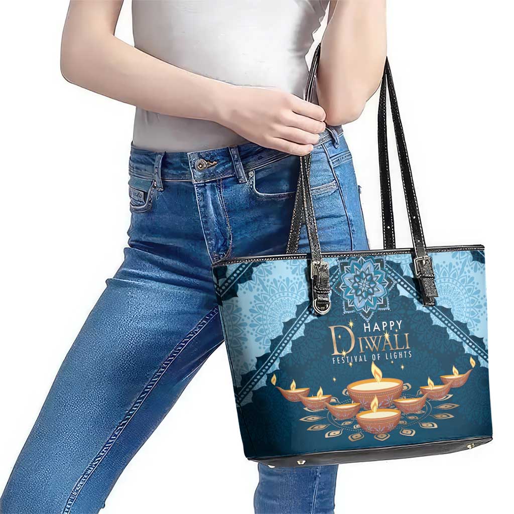 Diwali Leather Tote Bag Festival of Lights - Wonder Print Shop