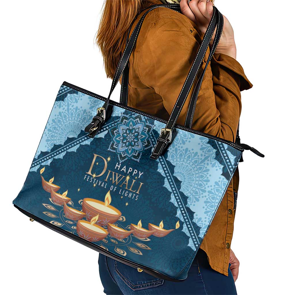 Diwali Leather Tote Bag Festival of Lights - Wonder Print Shop