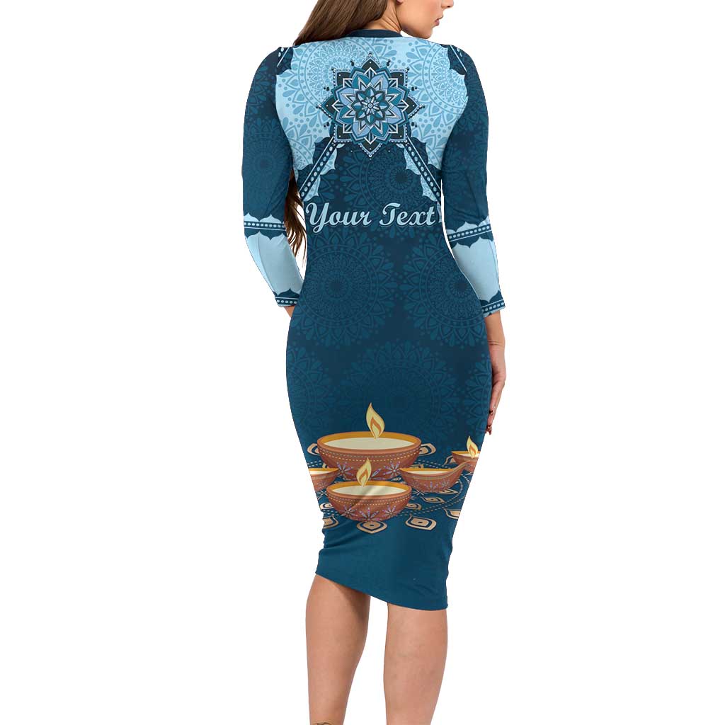 Personalized Diwali Long Sleeve Bodycon Dress Festival of Lights - Wonder Print Shop
