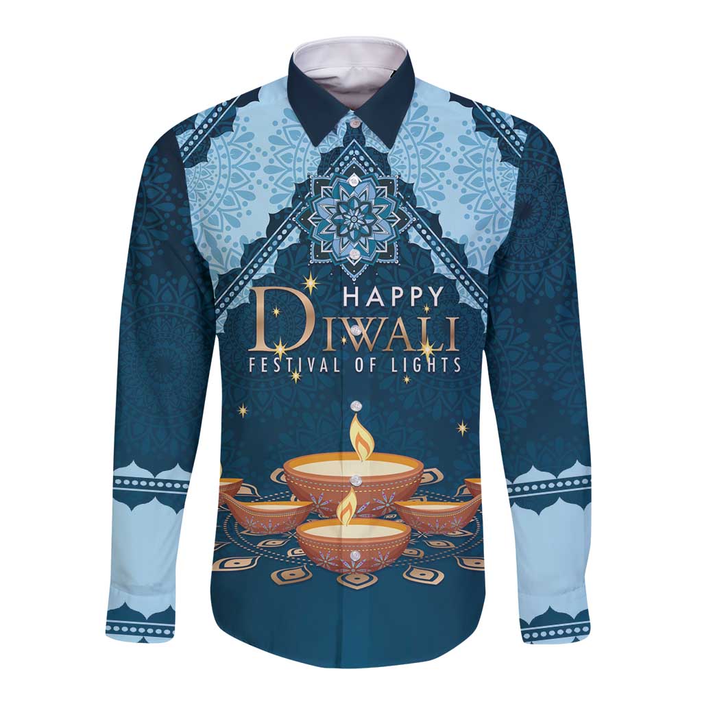 Personalized Diwali Long Sleeve Button Shirt Festival of Lights - Wonder Print Shop