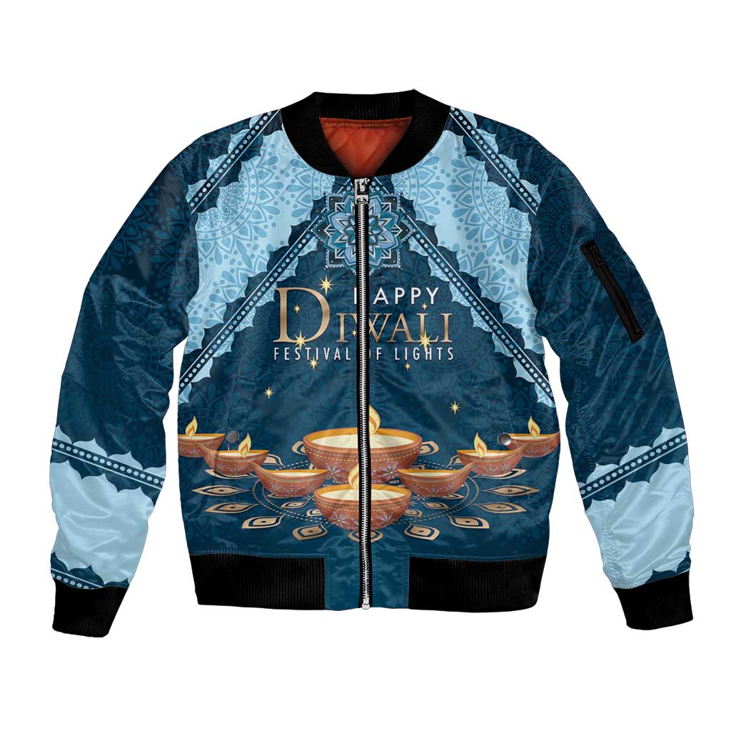 Personalized Diwali Sleeve Zip Bomber Jacket Festival of Lights - Wonder Print Shop