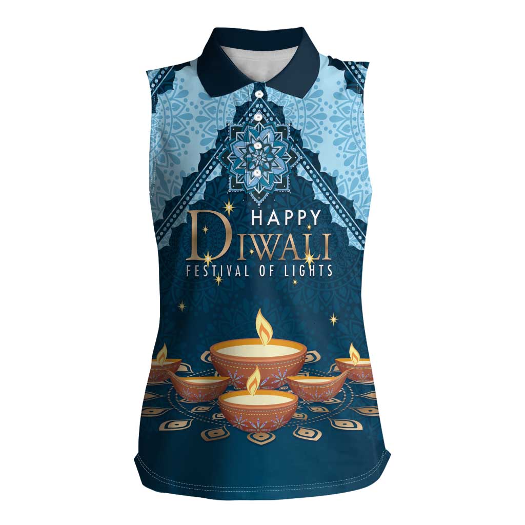 Personalized Diwali Women Sleeveless Polo Shirt Festival of Lights - Wonder Print Shop