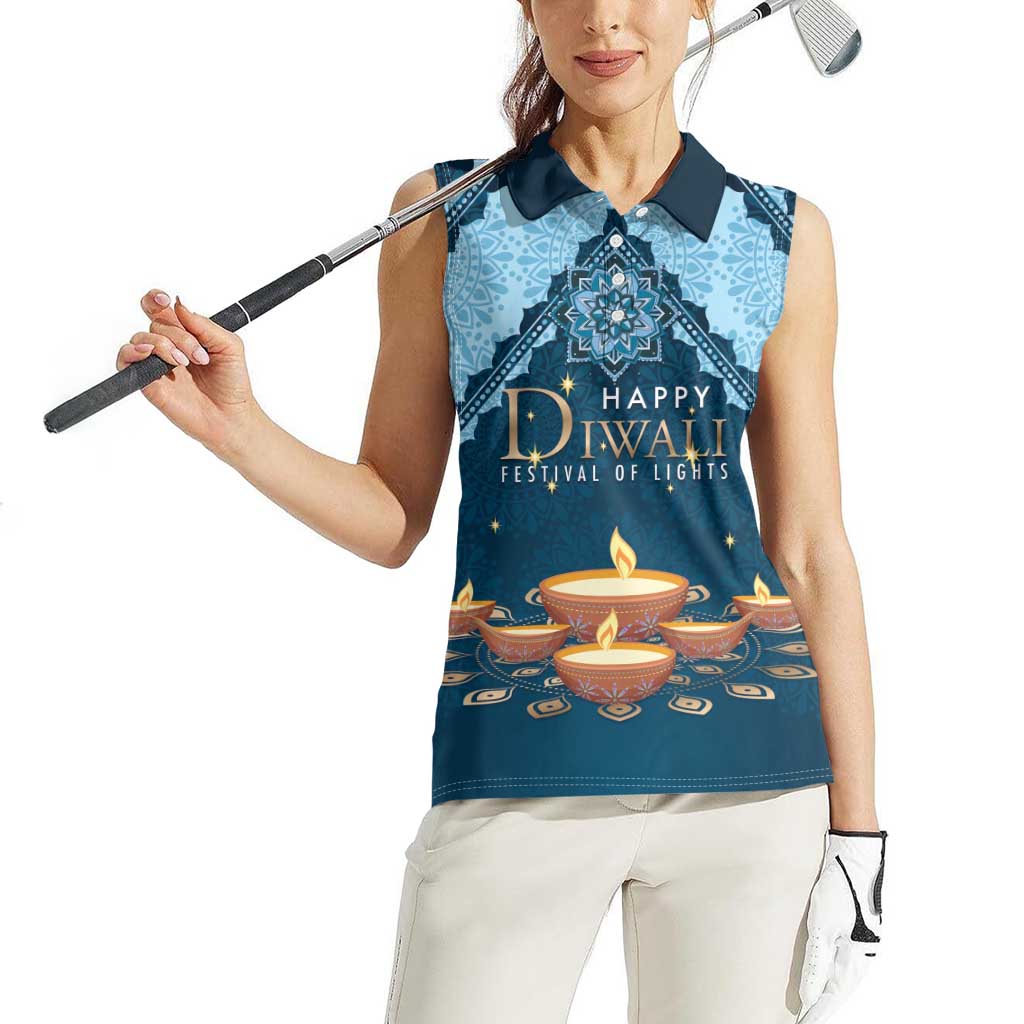Personalized Diwali Women Sleeveless Polo Shirt Festival of Lights - Wonder Print Shop