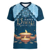 Personalized Diwali Women V-Neck T-Shirt Festival of Lights - Wonder Print Shop