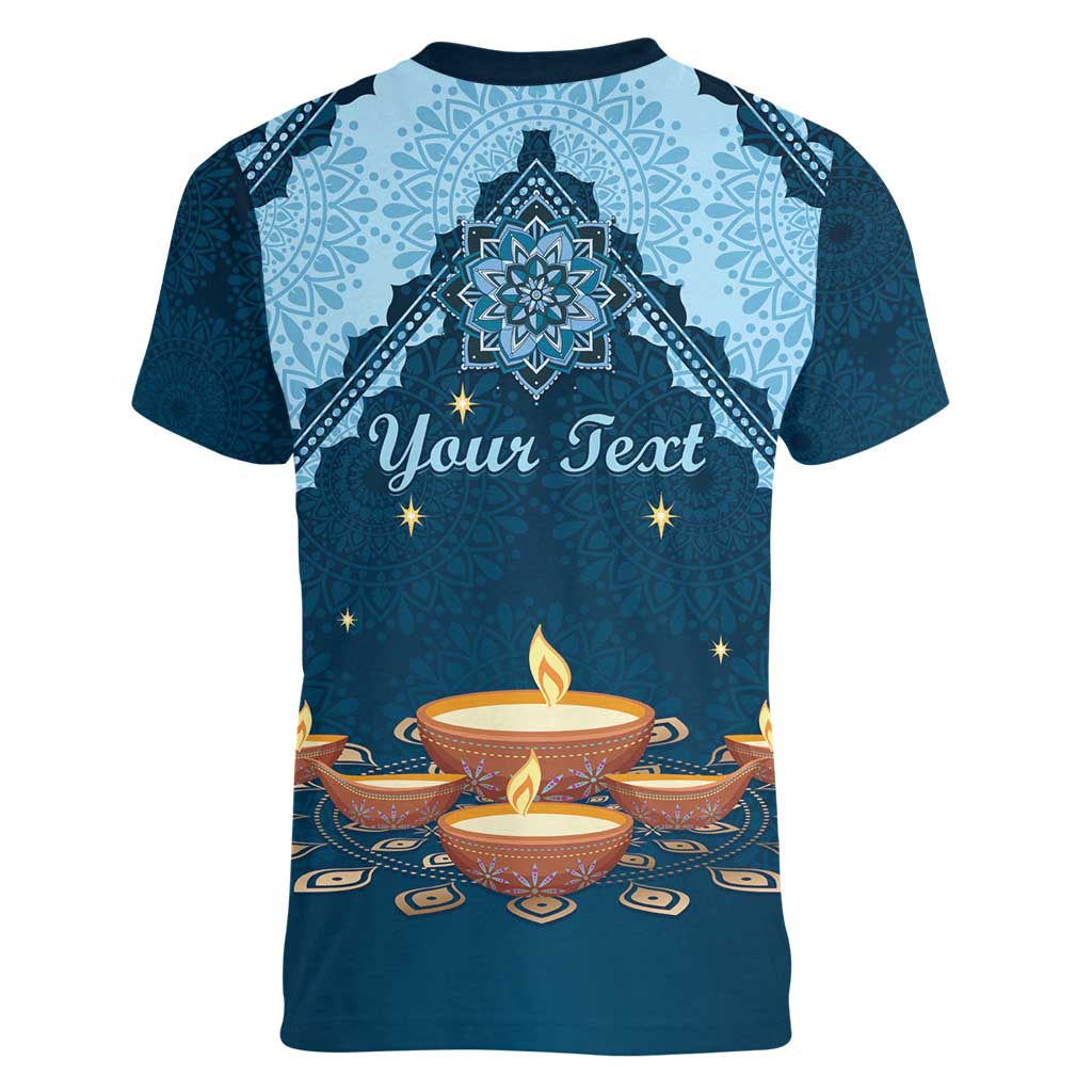 Personalized Diwali Women V-Neck T-Shirt Festival of Lights - Wonder Print Shop