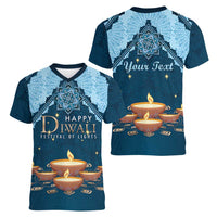 Personalized Diwali Women V-Neck T-Shirt Festival of Lights - Wonder Print Shop