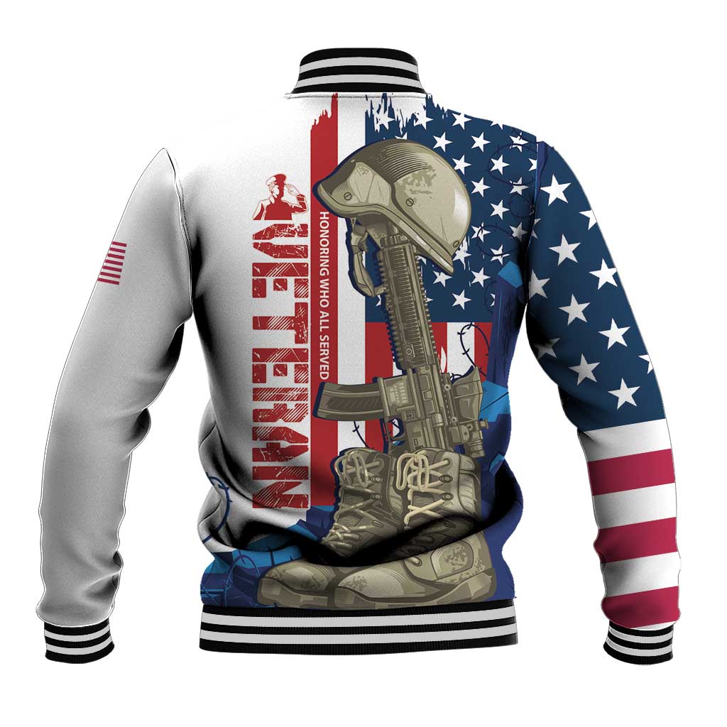 Happy Veterans Day Baseball Jacket Honoring All Who Served - Wonder Print Shop