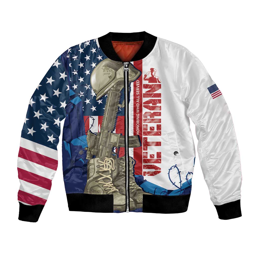 Happy Veterans Day Bomber Jacket Honoring All Who Served - Wonder Print Shop