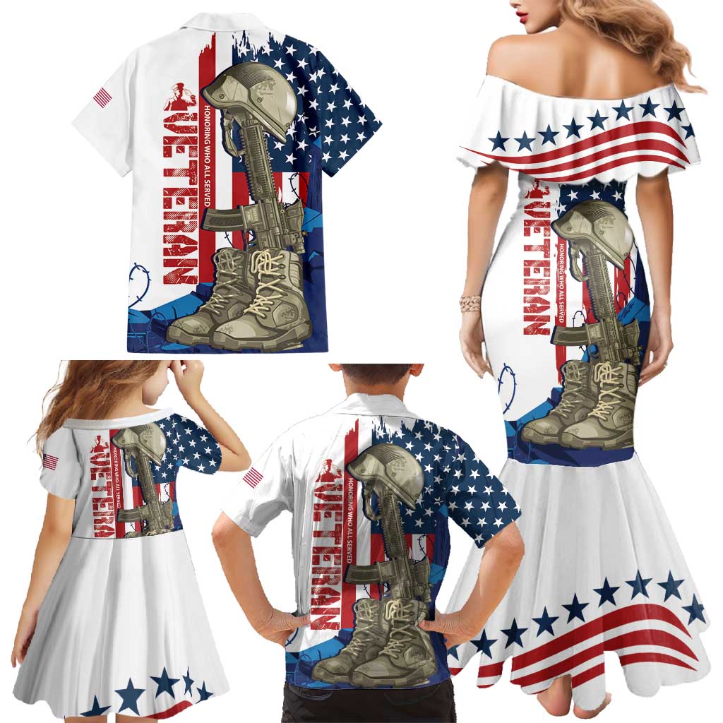 Happy Veterans Day Family Matching Mermaid Dress and Hawaiian Shirt Honoring All Who Served - Wonder Print Shop