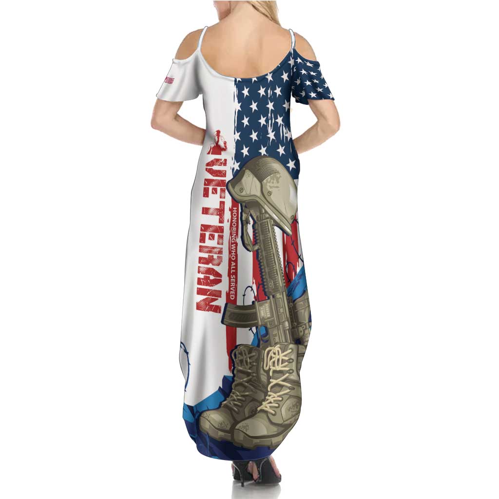 Happy Veterans Day Family Matching Summer Maxi Dress and Hawaiian Shirt Honoring All Who Served - Wonder Print Shop