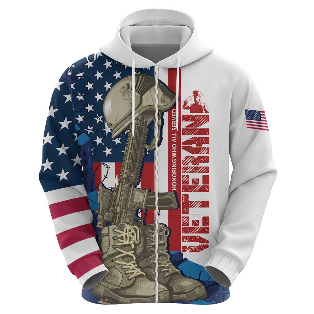 Happy Veterans Day Hoodie Honoring All Who Served - Wonder Print Shop