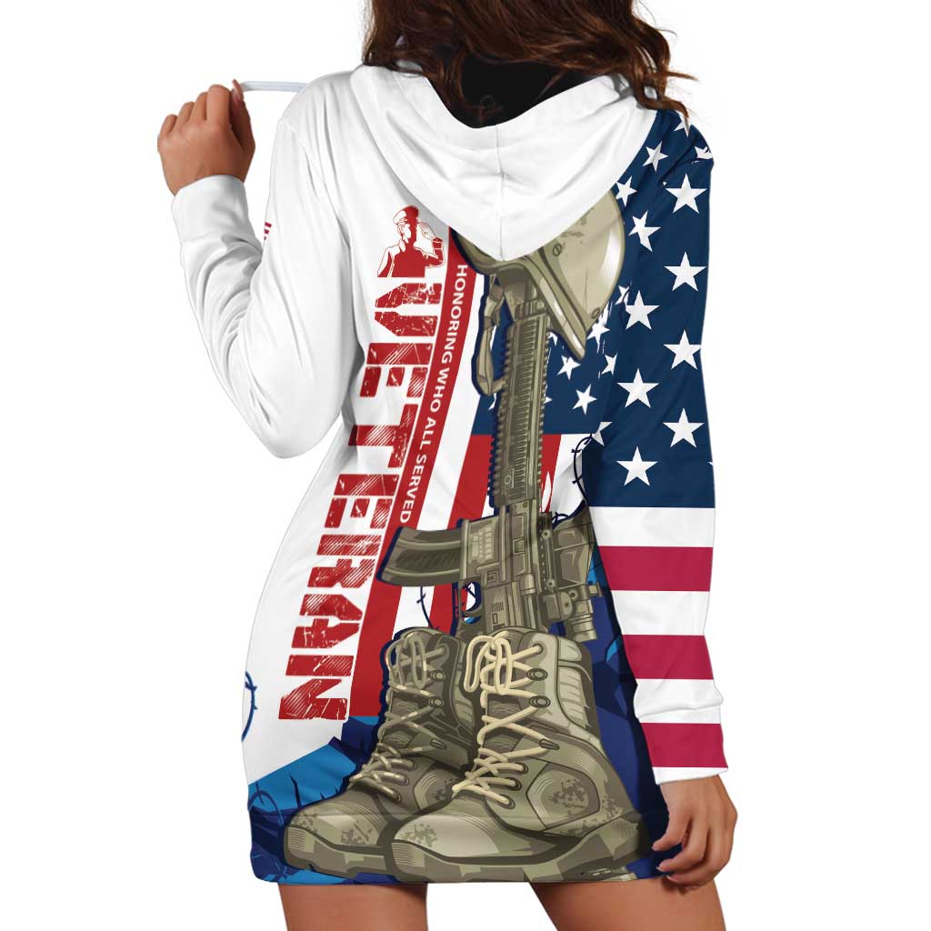 Happy Veterans Day Hoodie Dress Honoring All Who Served - Wonder Print Shop