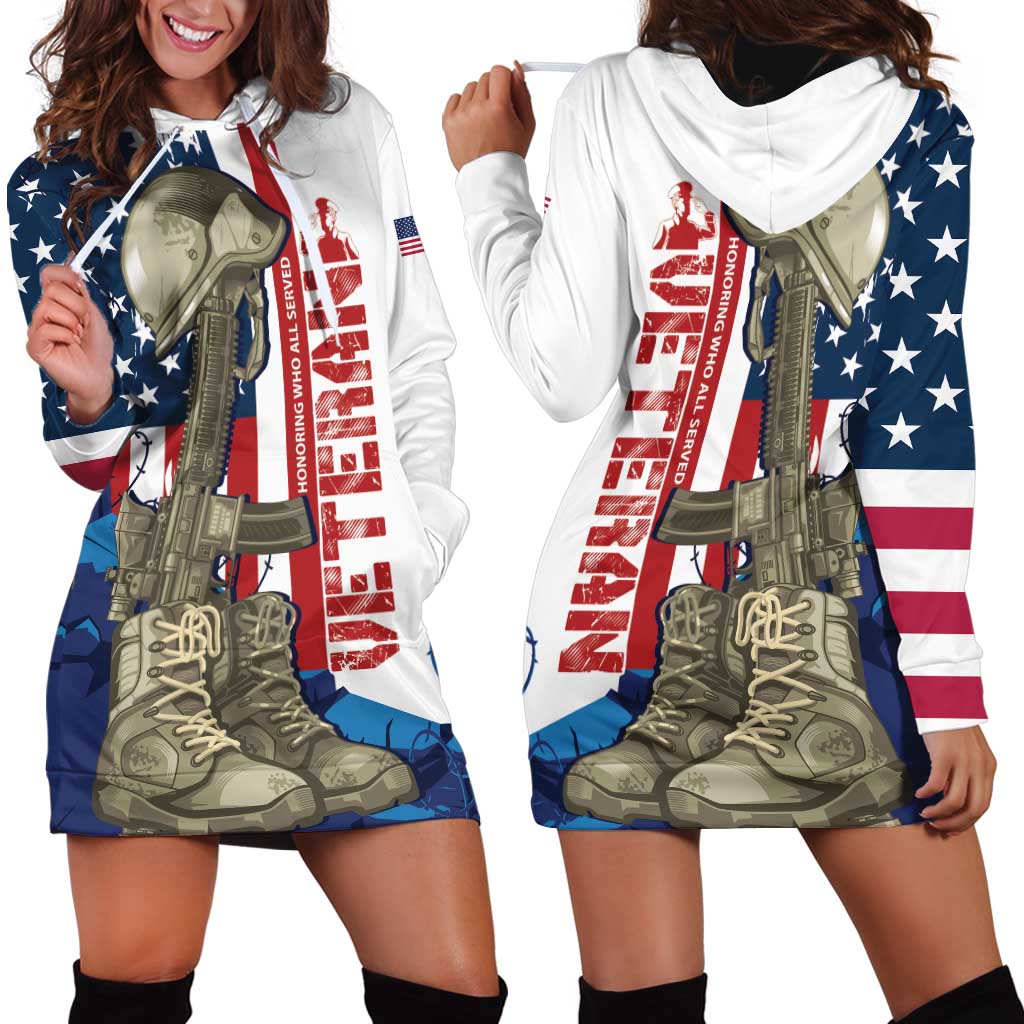 Happy Veterans Day Hoodie Dress Honoring All Who Served - Wonder Print Shop