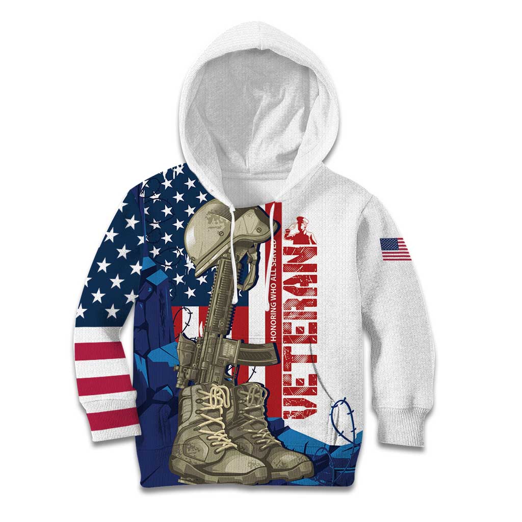 Happy Veterans Day Kid Hoodie Honoring All Who Served - Wonder Print Shop