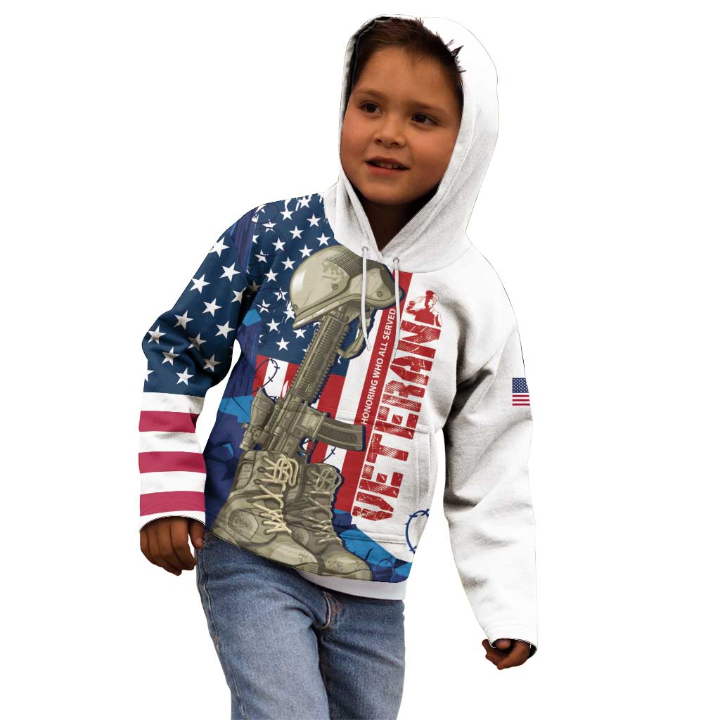 Happy Veterans Day Kid Hoodie Honoring All Who Served - Wonder Print Shop