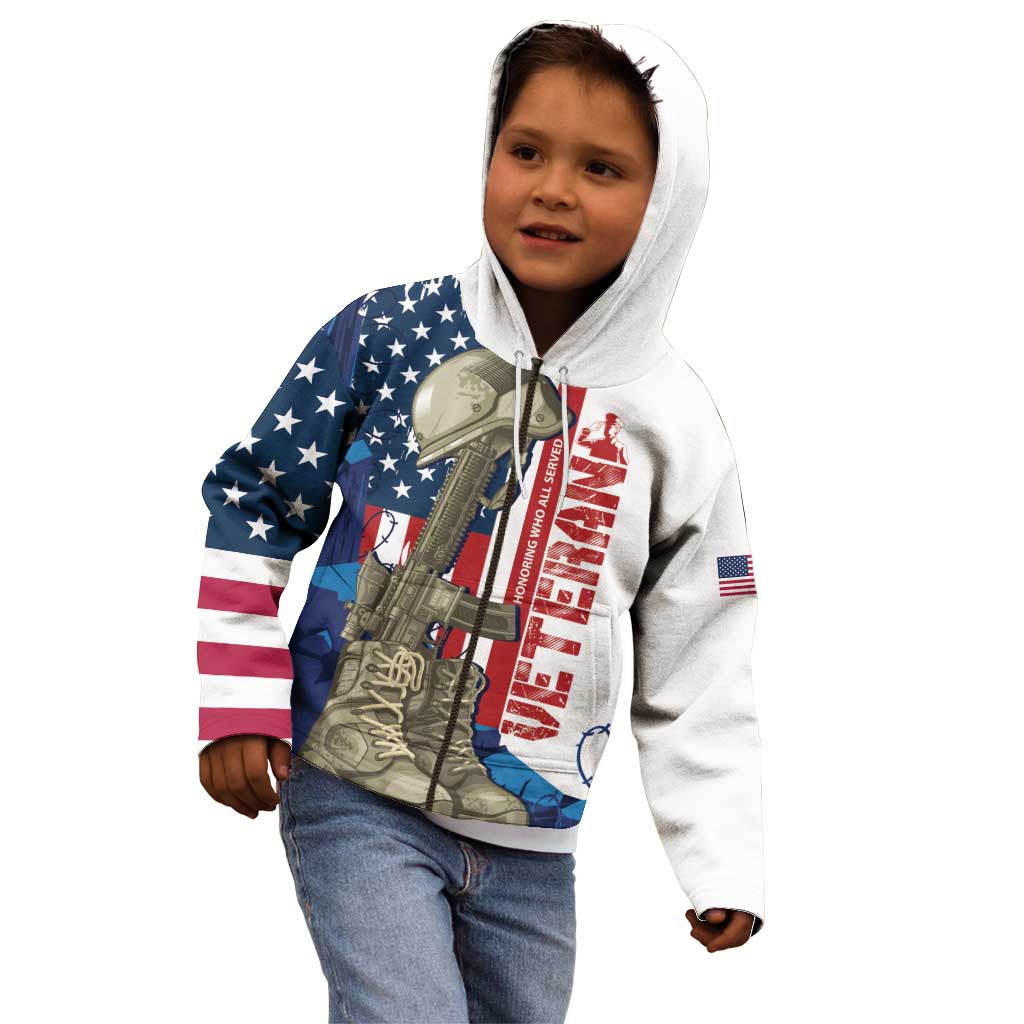 Happy Veterans Day Kid Hoodie Honoring All Who Served - Wonder Print Shop