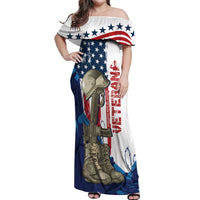Happy Veterans Day Off Shoulder Maxi Dress Honoring All Who Served - Wonder Print Shop