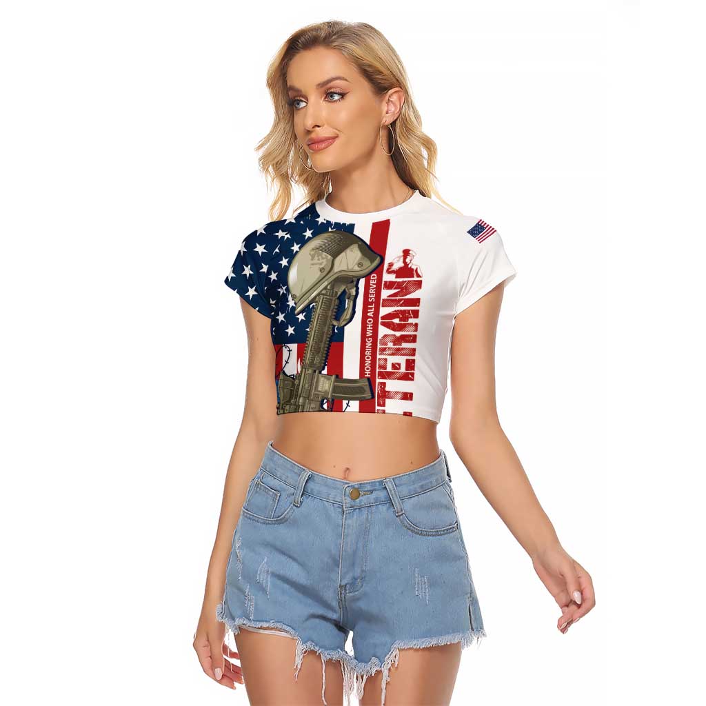 Happy Veterans Day Raglan Cropped T Shirt Honoring All Who Served - Wonder Print Shop
