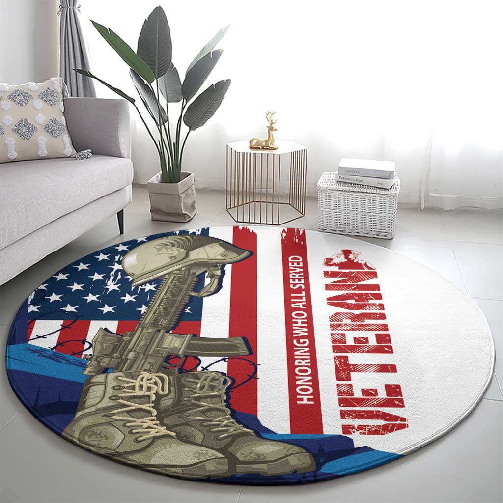 Happy Veterans Day Round Carpet Honoring All Who Served