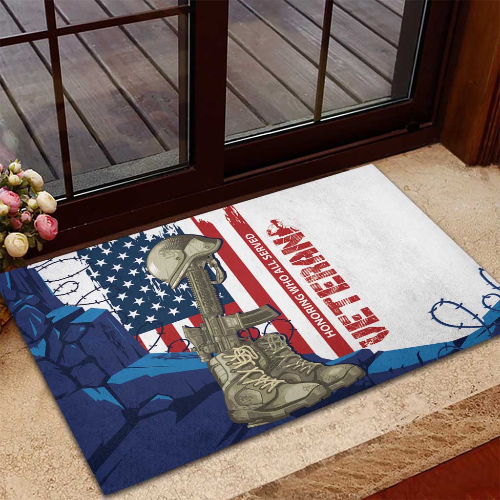 Happy Veterans Day Rubber Doormat Honoring All Who Served - Wonder Print Shop