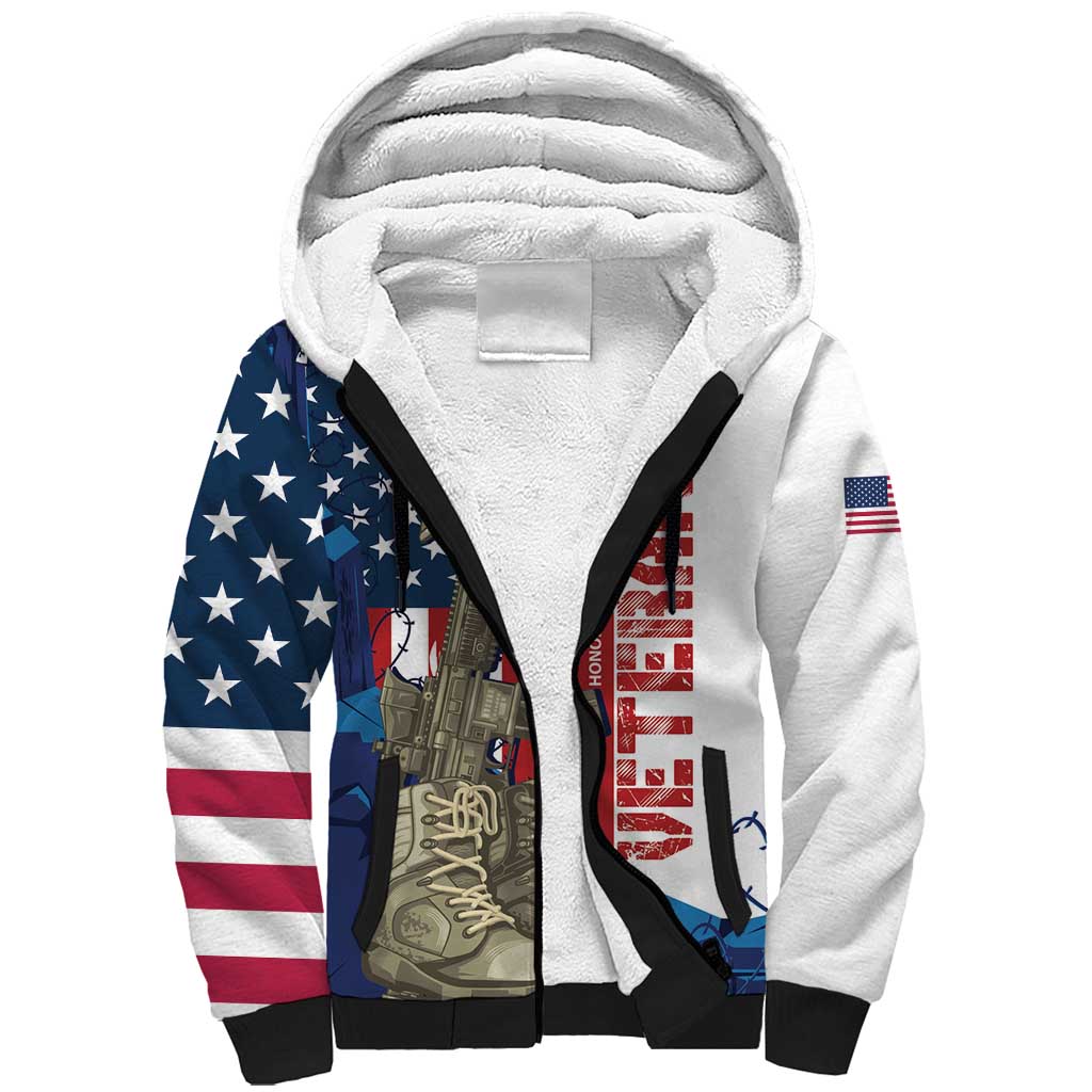 Happy Veterans Day Sherpa Hoodie Honoring All Who Served - Wonder Print Shop