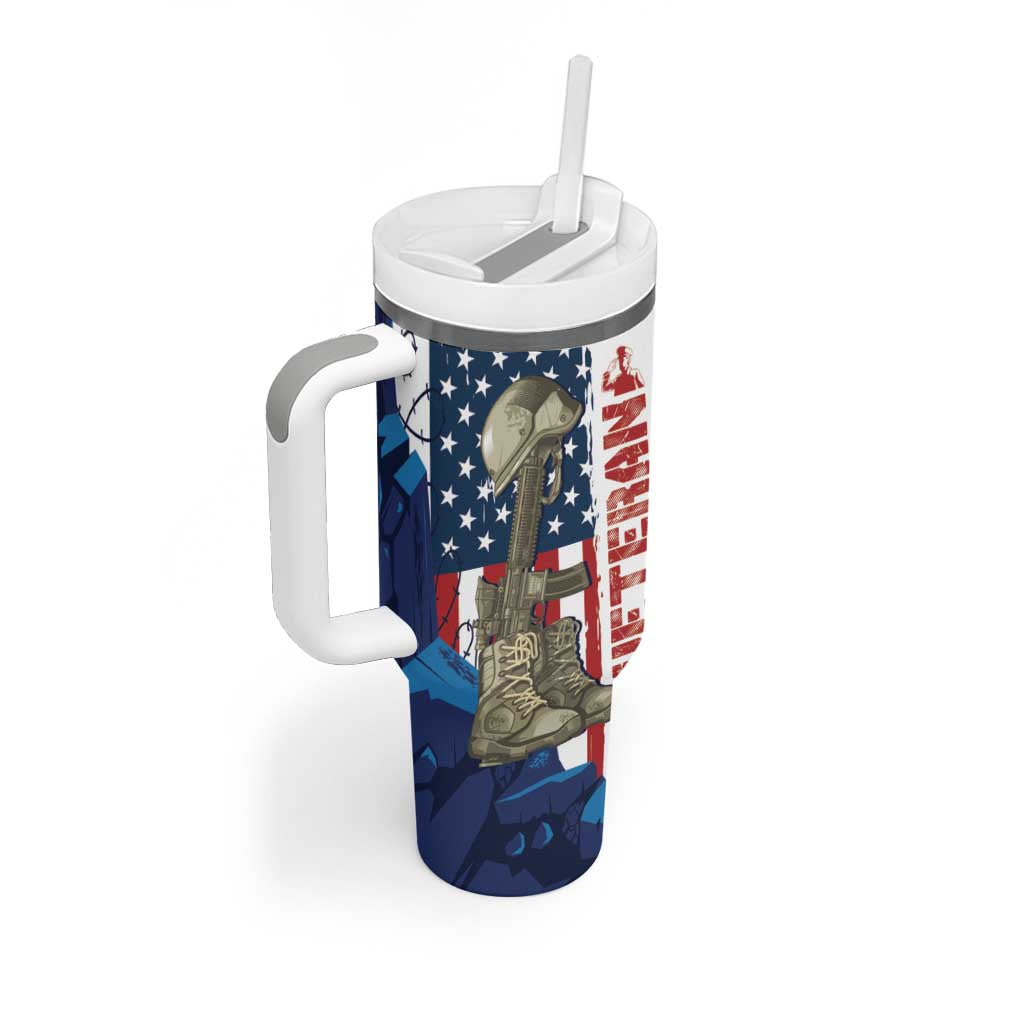Happy Veterans Day Tumbler With Handle Honoring All Who Served - Wonder Print Shop