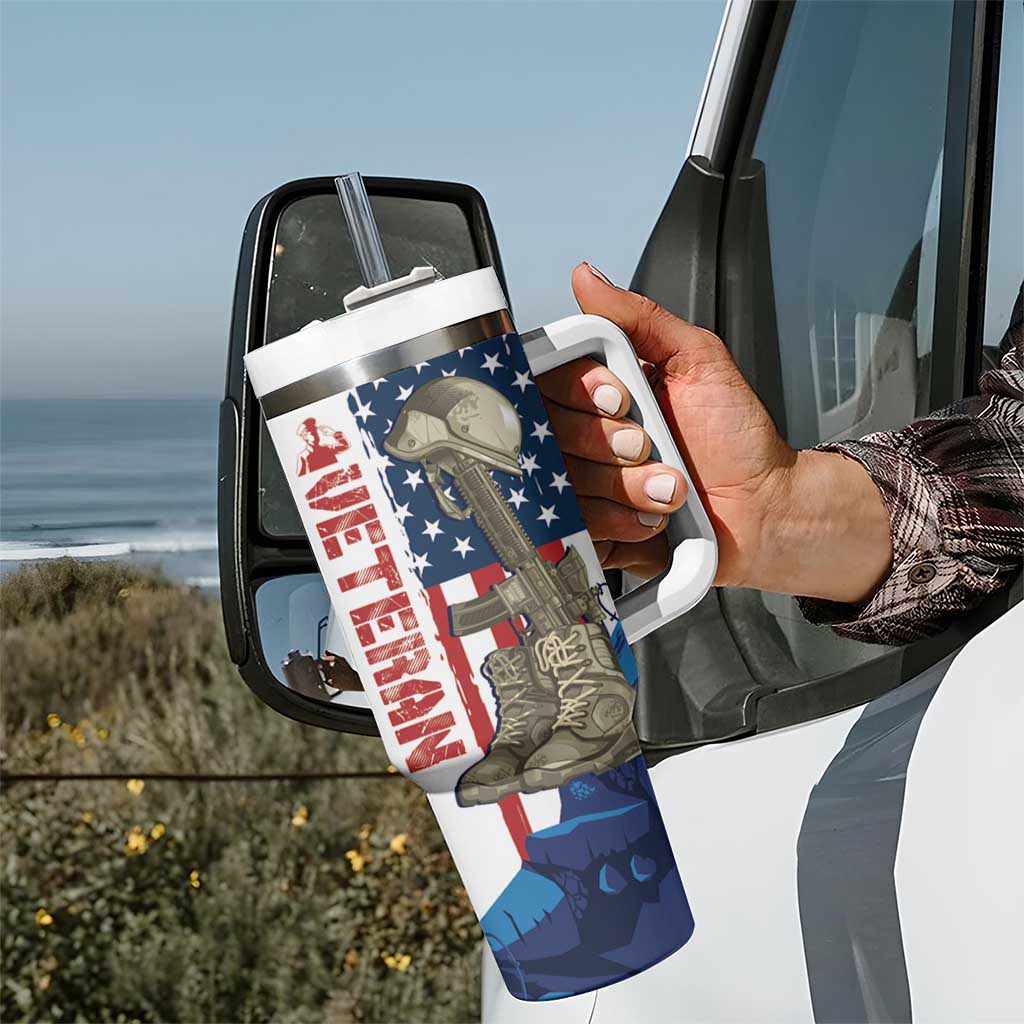 Happy Veterans Day Tumbler With Handle Honoring All Who Served - Wonder Print Shop