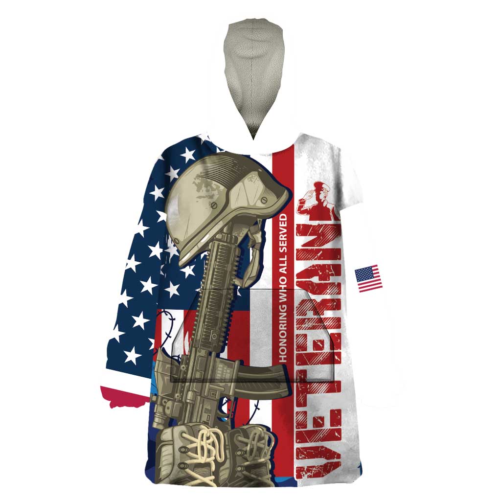 Happy Veterans Day Wearable Blanket Hoodie Honoring All Who Served - Wonder Print Shop