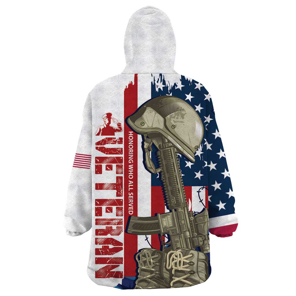 Happy Veterans Day Wearable Blanket Hoodie Honoring All Who Served - Wonder Print Shop