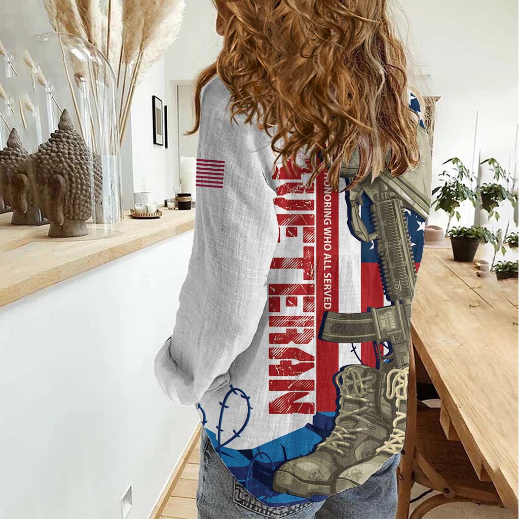 Happy Veterans Day Women Casual Shirt Honoring All Who Served - Wonder Print Shop