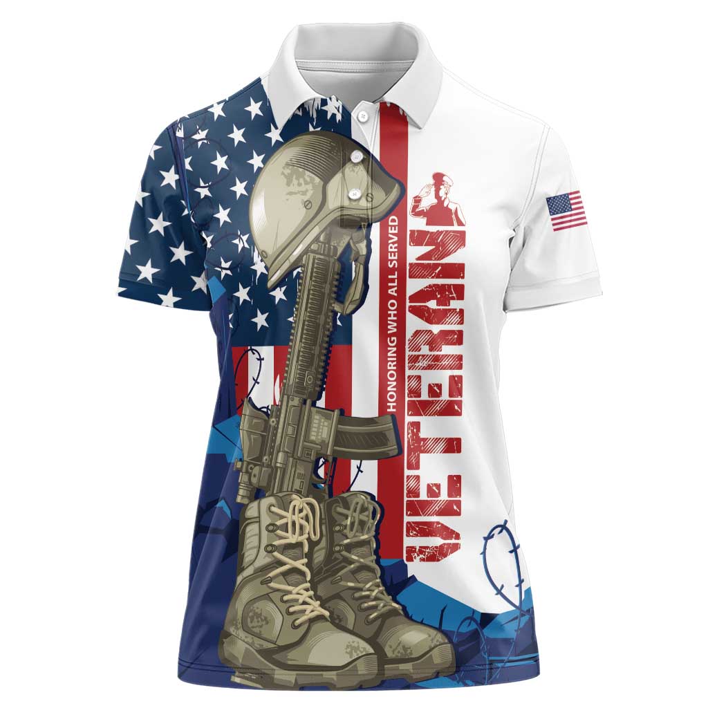 Happy Veterans Day Women Polo Shirt Honoring All Who Served - Wonder Print Shop