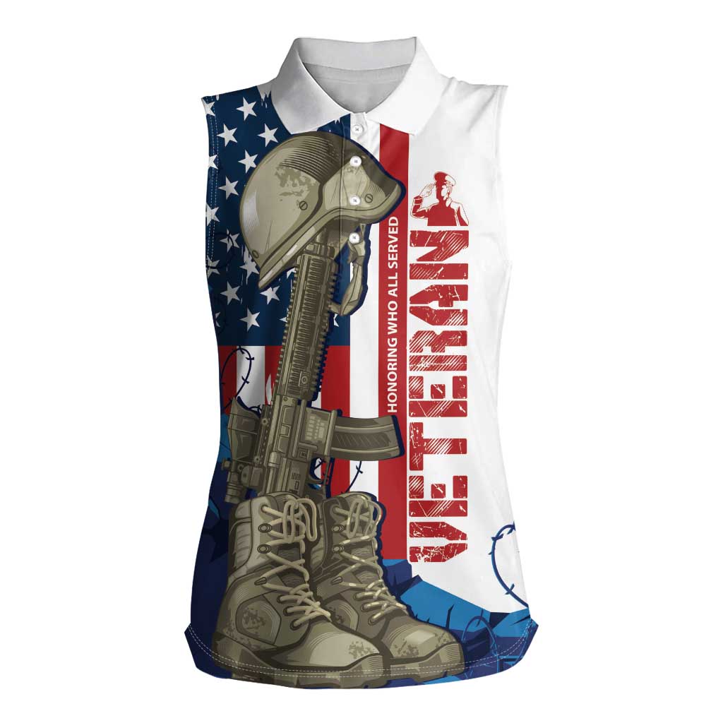 Happy Veterans Day Women Sleeveless Polo Shirt Honoring All Who Served - Wonder Print Shop
