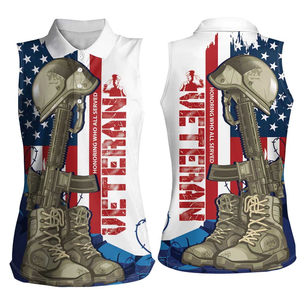 Happy Veterans Day Women Sleeveless Polo Shirt Honoring All Who Served - Wonder Print Shop