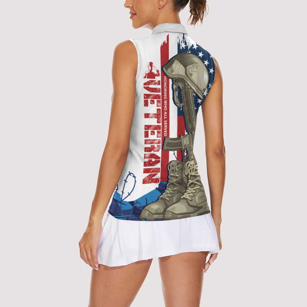 Happy Veterans Day Women Sleeveless Polo Shirt Honoring All Who Served - Wonder Print Shop