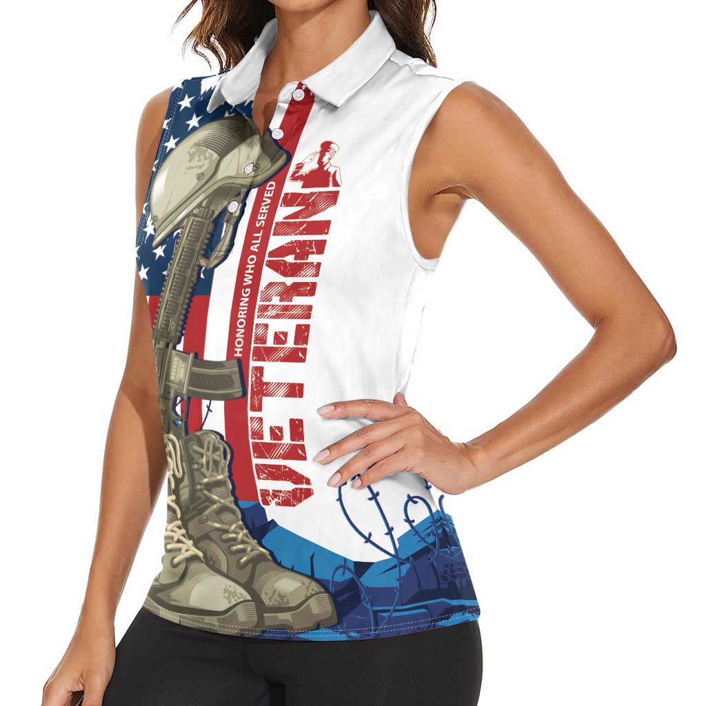 Happy Veterans Day Women Sleeveless Polo Shirt Honoring All Who Served - Wonder Print Shop