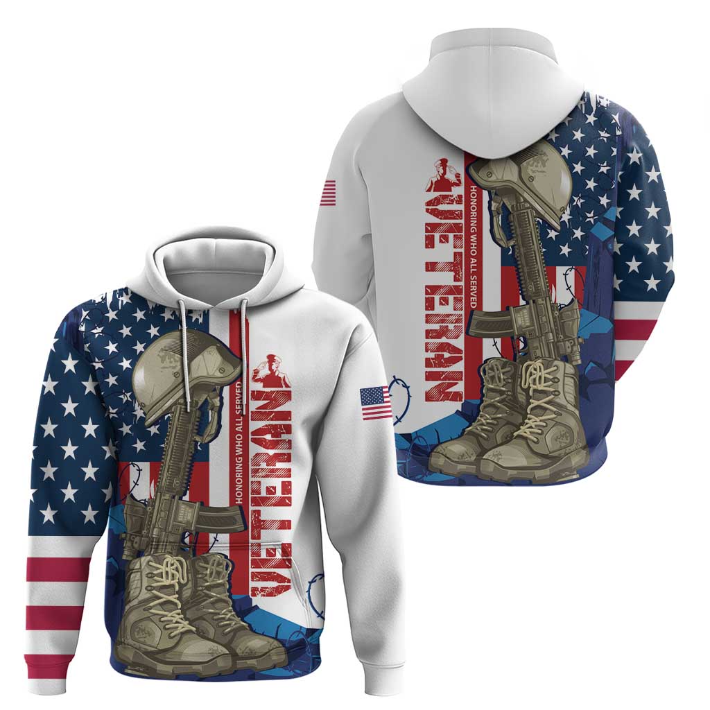 Happy Veterans Day Zip Hoodie Honoring All Who Served - Wonder Print Shop