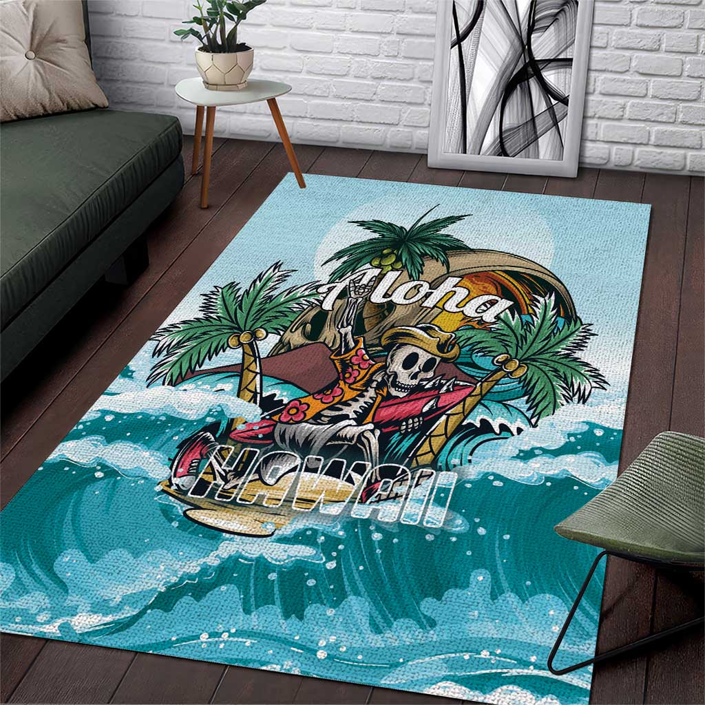 Aloha Hawaii Skeleton Area Rug Tropical Summer Vibe - Wonder Print Shop